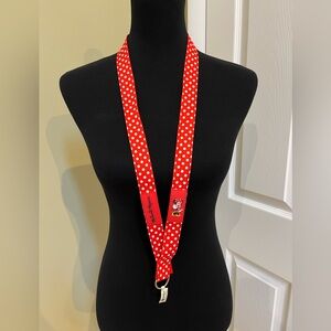 Minnie Mouse lanyard, red with white‎ polka dots